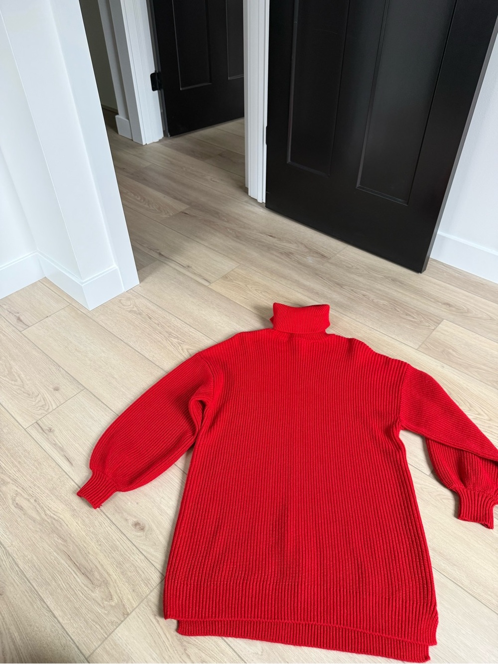 Show Me Your MuMu Red Ribbed Turtleneck Sweater Dress